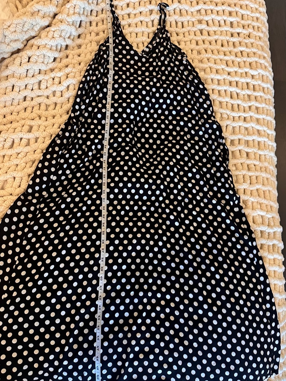 Polka Dot Spaghetti Strap Maxi Dress - Black & White - Picture 8 of 12